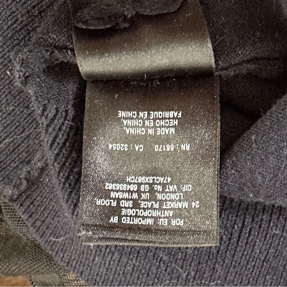 Anthropologie Knitted and Knotted polka dot mesh sweater Navey - Picture 15 of 16